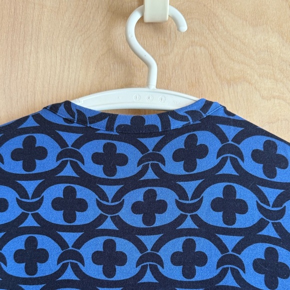 Boden Jersey Wrap Midi Dress Blue Black Print Long Sleeve Sz 6P - Picture 8 of 14